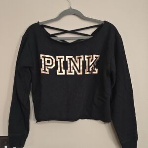 Victoria's Secret Black Sweatshirt with Pink Lettering